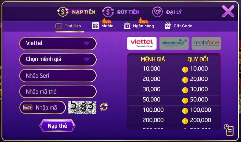 Chọn loại thẻ và nhập thông tin theo yêu cầu Chọn loại thẻ và nhập thông tin theo yêu cầu